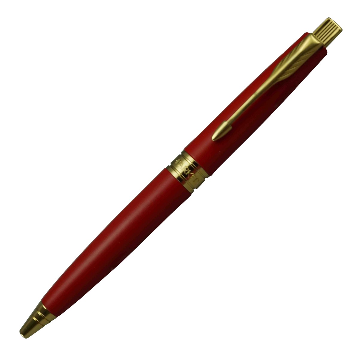 Parker Aster Model:16059 Matte Red Color Body With Golden Clip Medium Tip Click Type Ball Pen