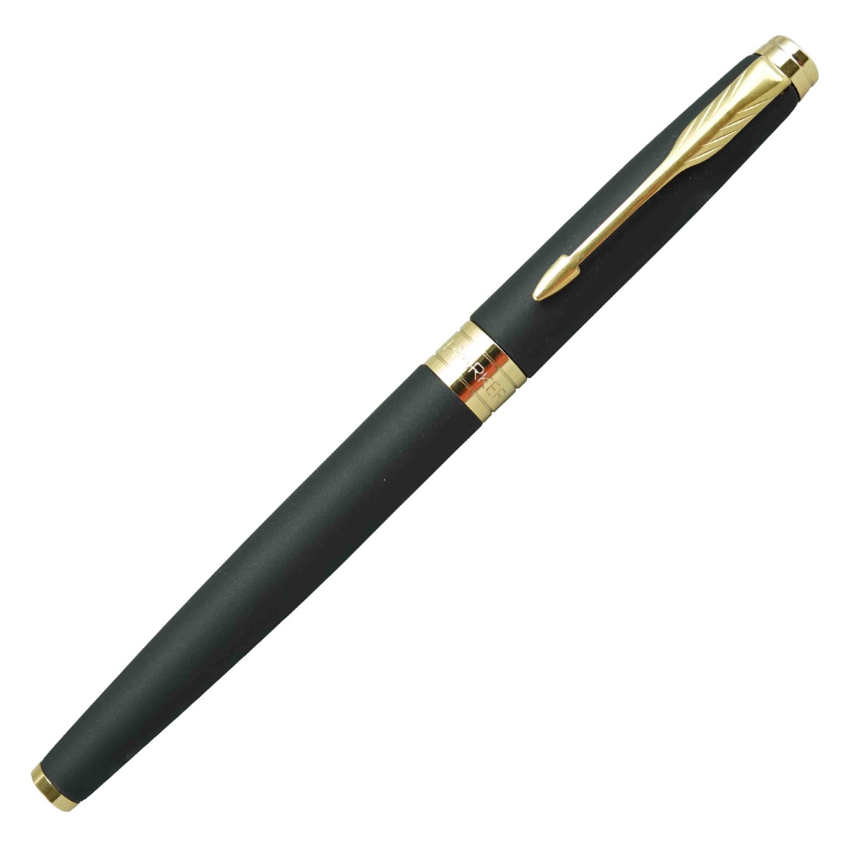 Parker Aster Model:16069 Matte Black Color Body With Gold Clip Needle Tip  Cap Type Roller Ball  Pen