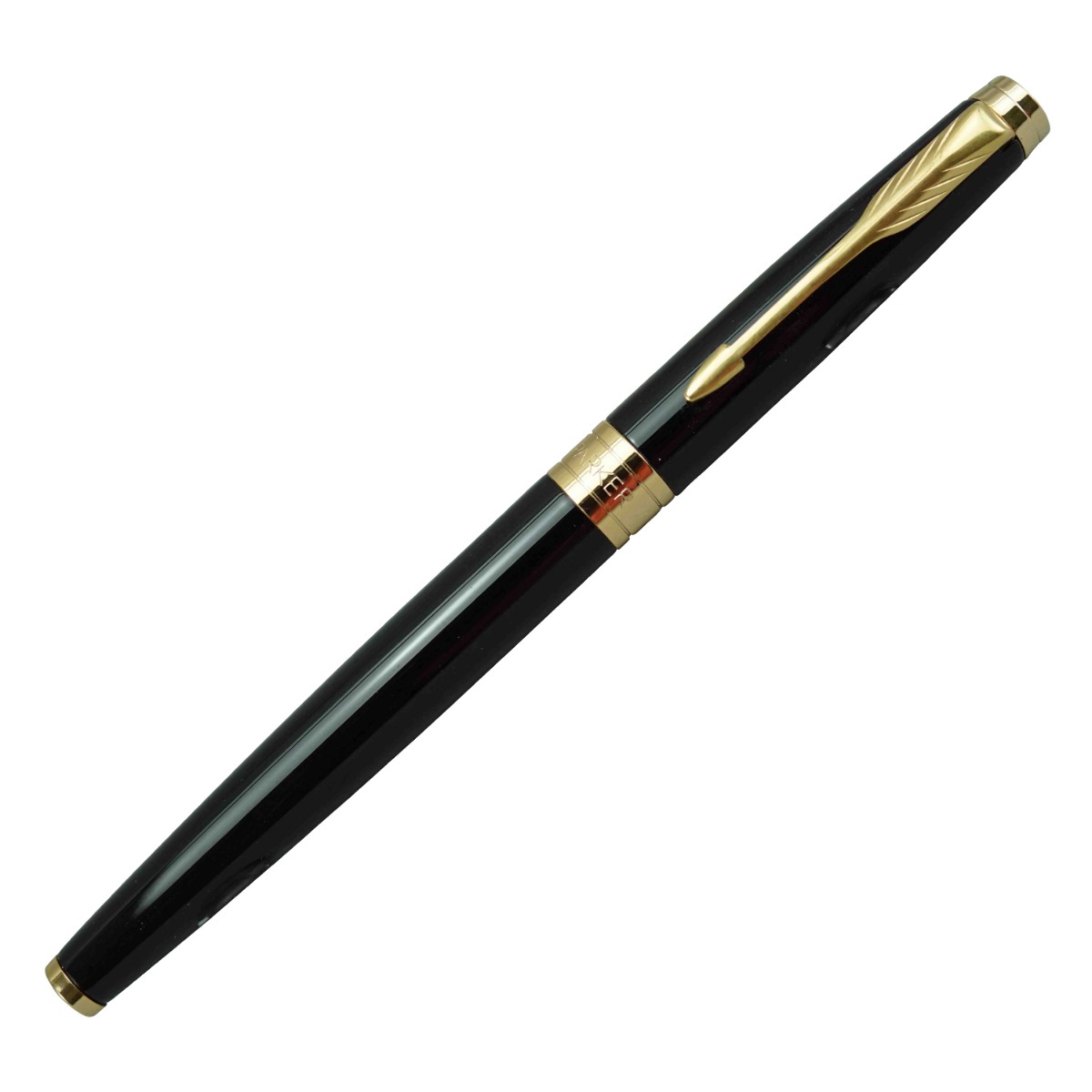 Parker Aster Model:16070 Lacque Black Color Body With Gold  Clip Needle Tip  Cap Type Roller Ball  Pen