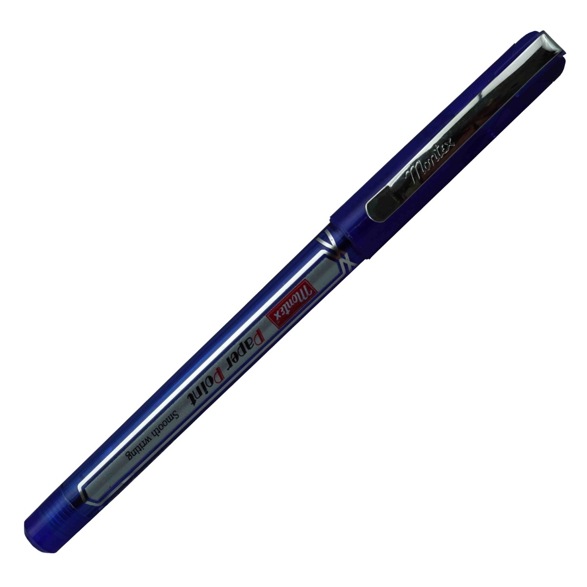 Montex Paper Point Glider Model:16104 Blue Color Body With Silver Clip Cap Type Fine Tip Blue Writing Ball Pen