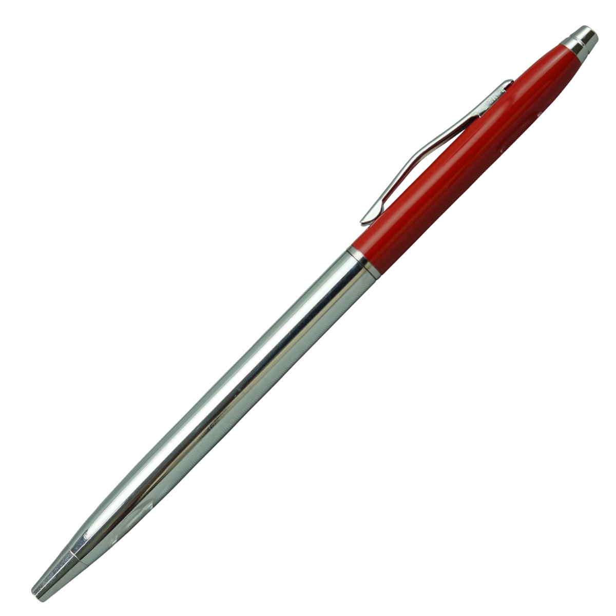 Penhouse Model:16146 Slim Type Silver With Red Color  Twist Type Body  Medium Tip  Ball Pen