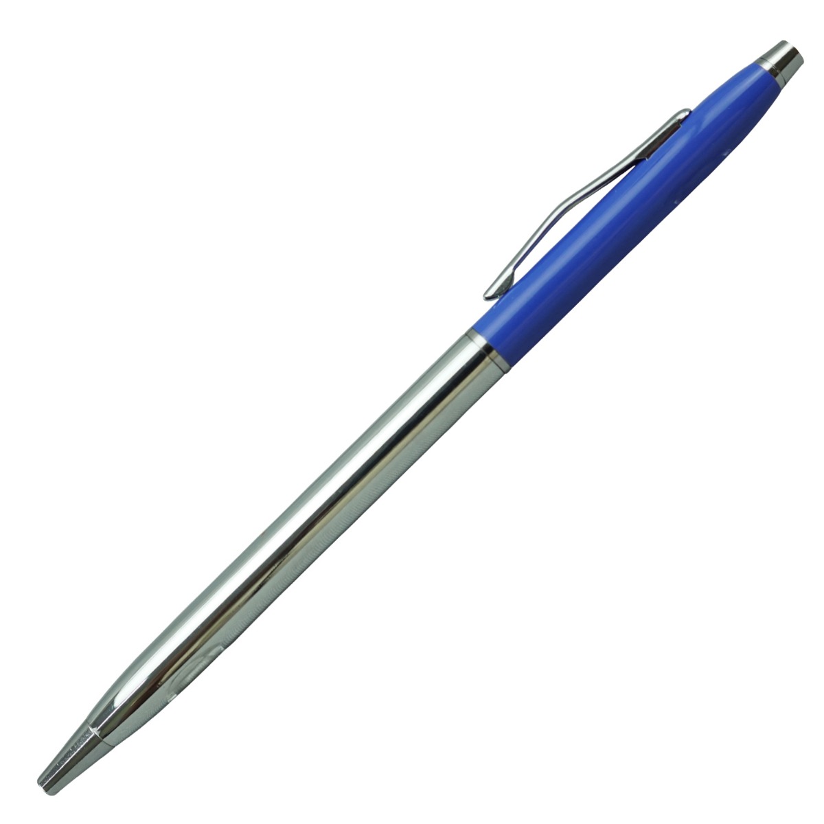 Penhouse Model:16147 Slim Type Silver With Blue  Color  Twist Type Body  Medium Tip  Ball Pen