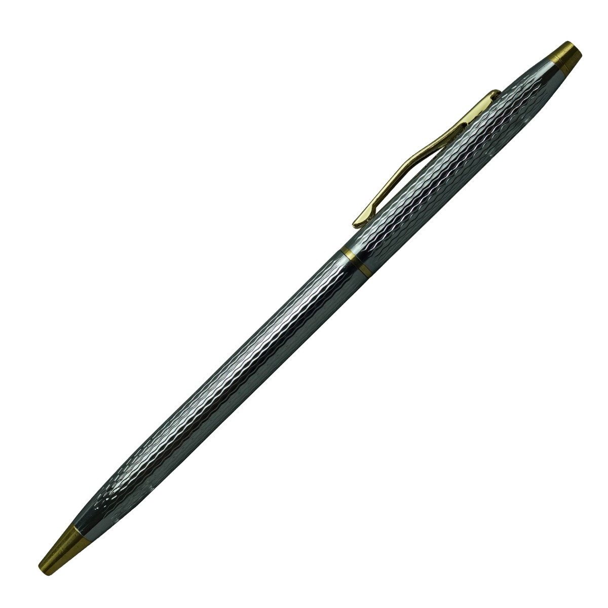 Penhouse Model:16159 Slim Full Silver   Color Body  With Gold Clip Twist Type Medium Tip Ball  Pen