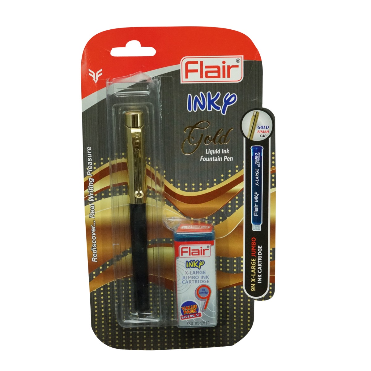 Flair Inky Gold Model 16229 Black Body with Gold Cap Type With X