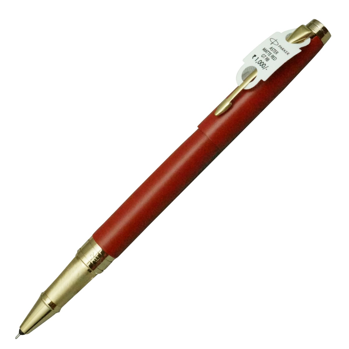 Parker Aster Model: 16276 Matte Red Color Body with Gold  Clip Roller Ball Pen
