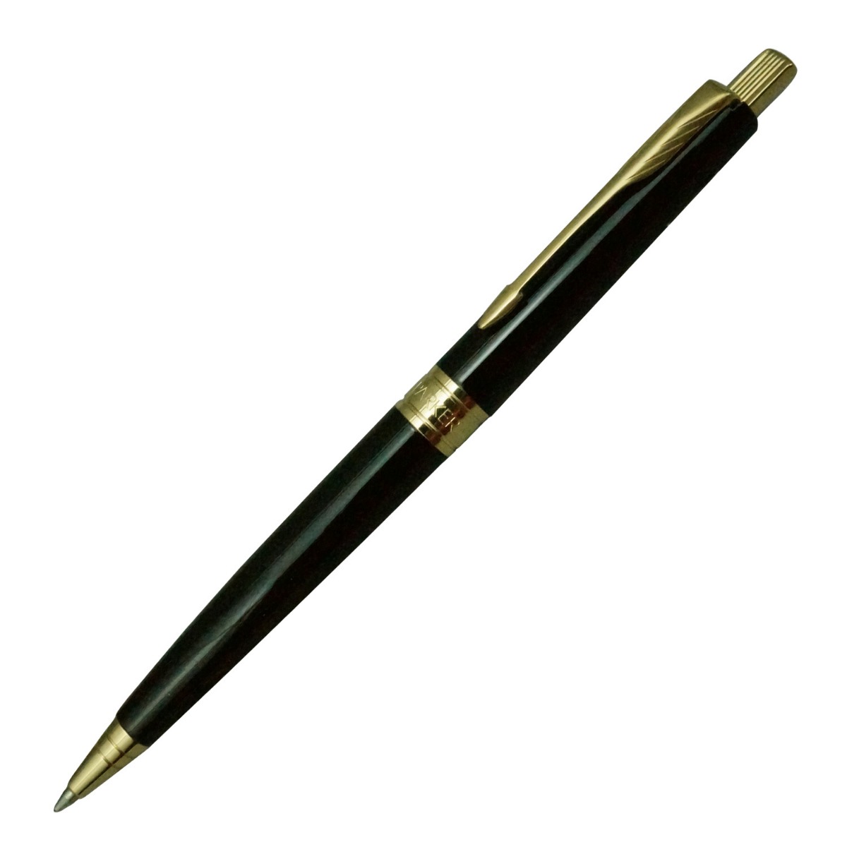 Parker Aster Model: 16284 Lacque Black Color Body With Gold Clip Click Type Ball Pen - Gift With Card Holder