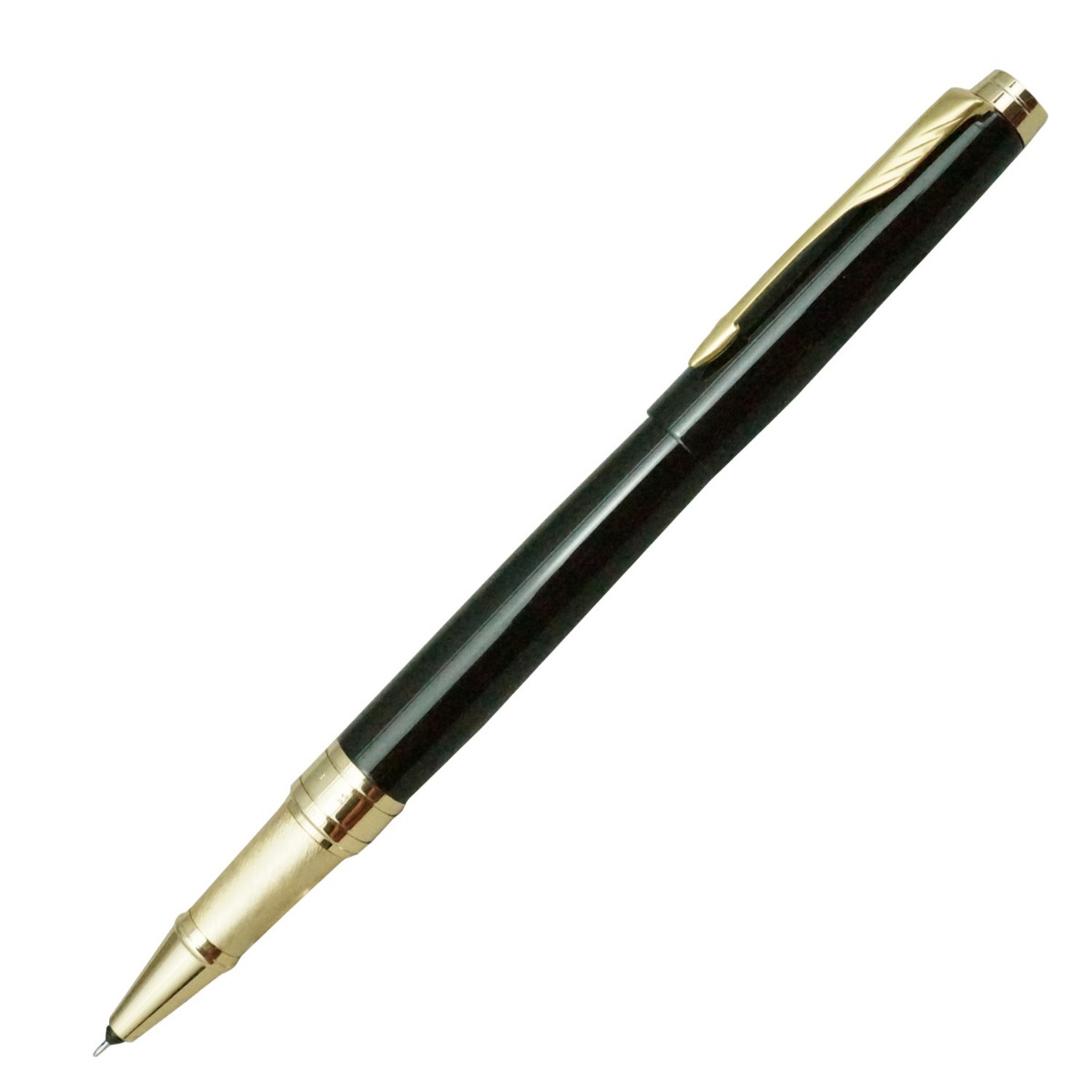 Parker Aster Model: 16288 Lacque Black Color Body with Gold  Clip Roller Ball Pen - Gift With Card Holder