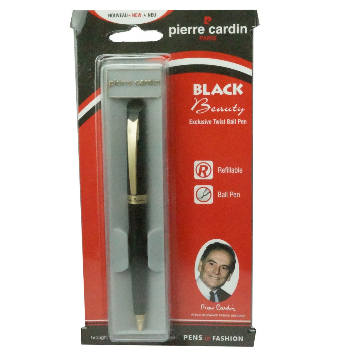Pierre Cardin Black Beauty Model:16314 Black Color Body With Gold Clip Fine Tip Twist Type Ball Pen