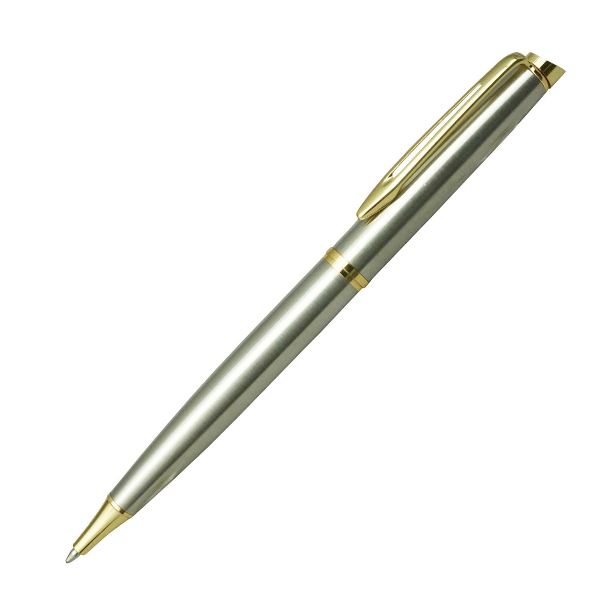 Penhouse.in  Model:16331  Full Silver Color Body With  Gold Clip Design Twist Type Ball Pen