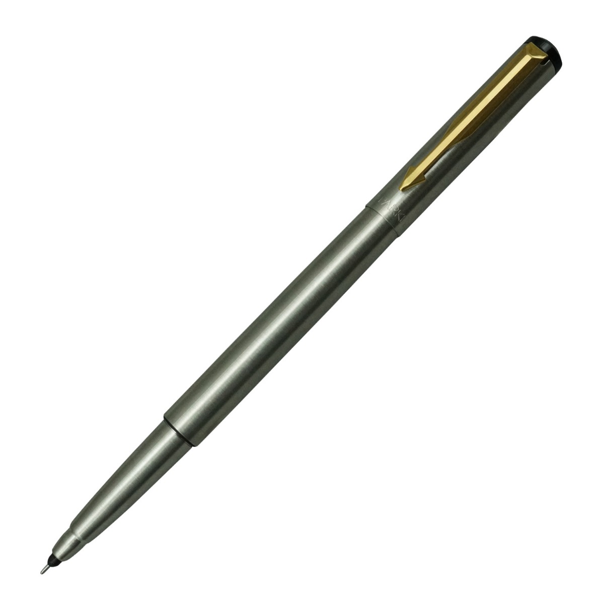Parker  Vector  Model:16381  Silver Stainless  Color  Body  With Gold  Clip Cap Type Roller  Ball Pen