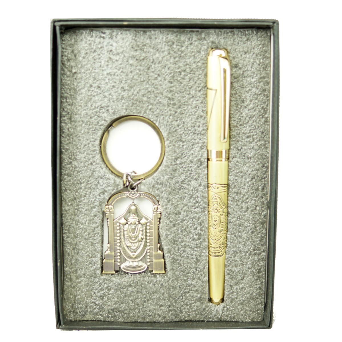 Penhouse Model:17011 Full Golden Color Perumal Design Body With Perumal Keychain Set Roller Ballpen