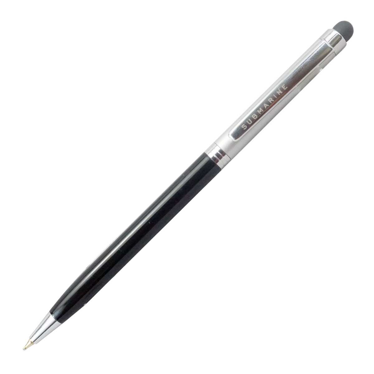 Submarine 858 Model : 17395 Black With Grey Color Body With Stylus On The Top Twist Type Ball Pen 