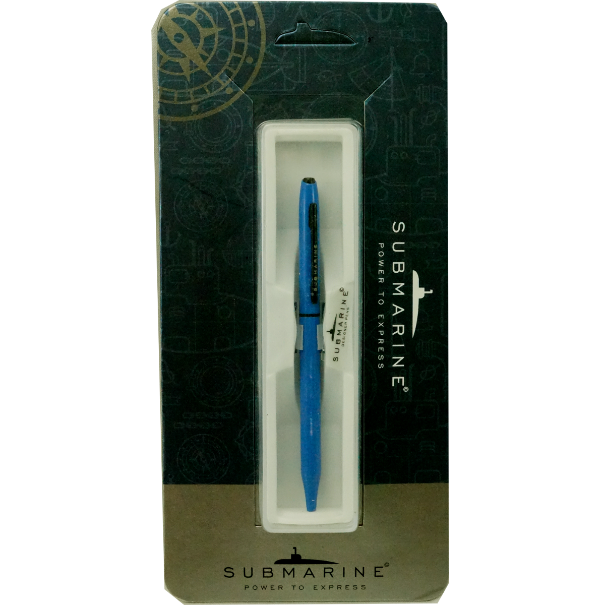 Submarine 922 Model:17607 Slim Blue Color Body With  Black Clip Fine  Tip Twist Type  Ball Pen