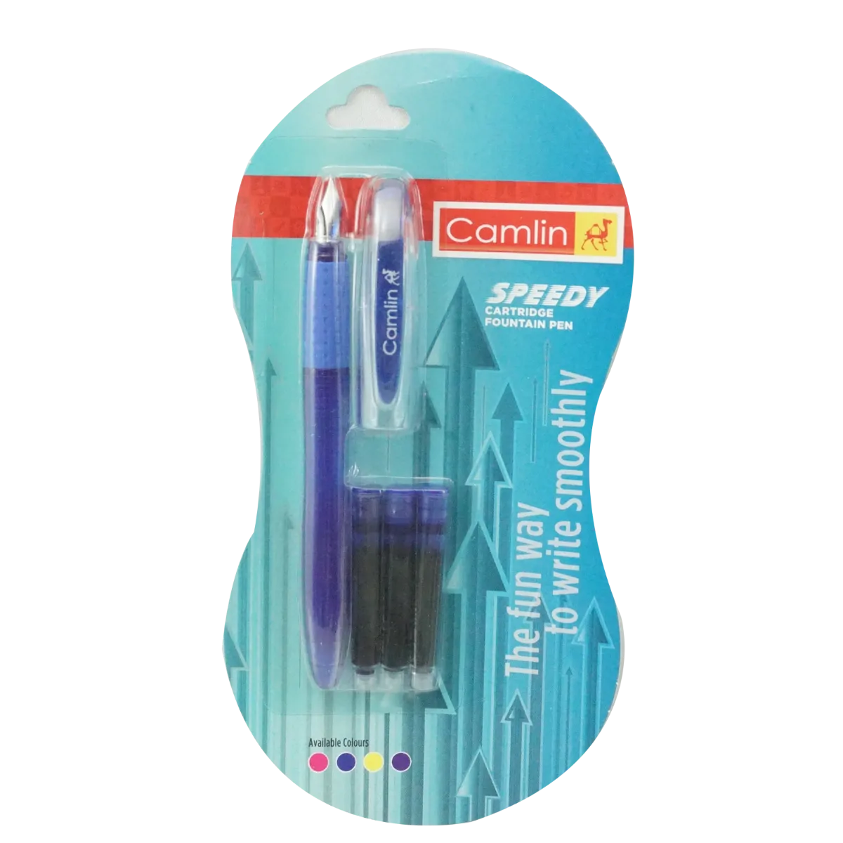 Camlin Speedy Model:17617 Blue Color Transparent Body Medium Nib Fountain  Pen With Three Cartridges