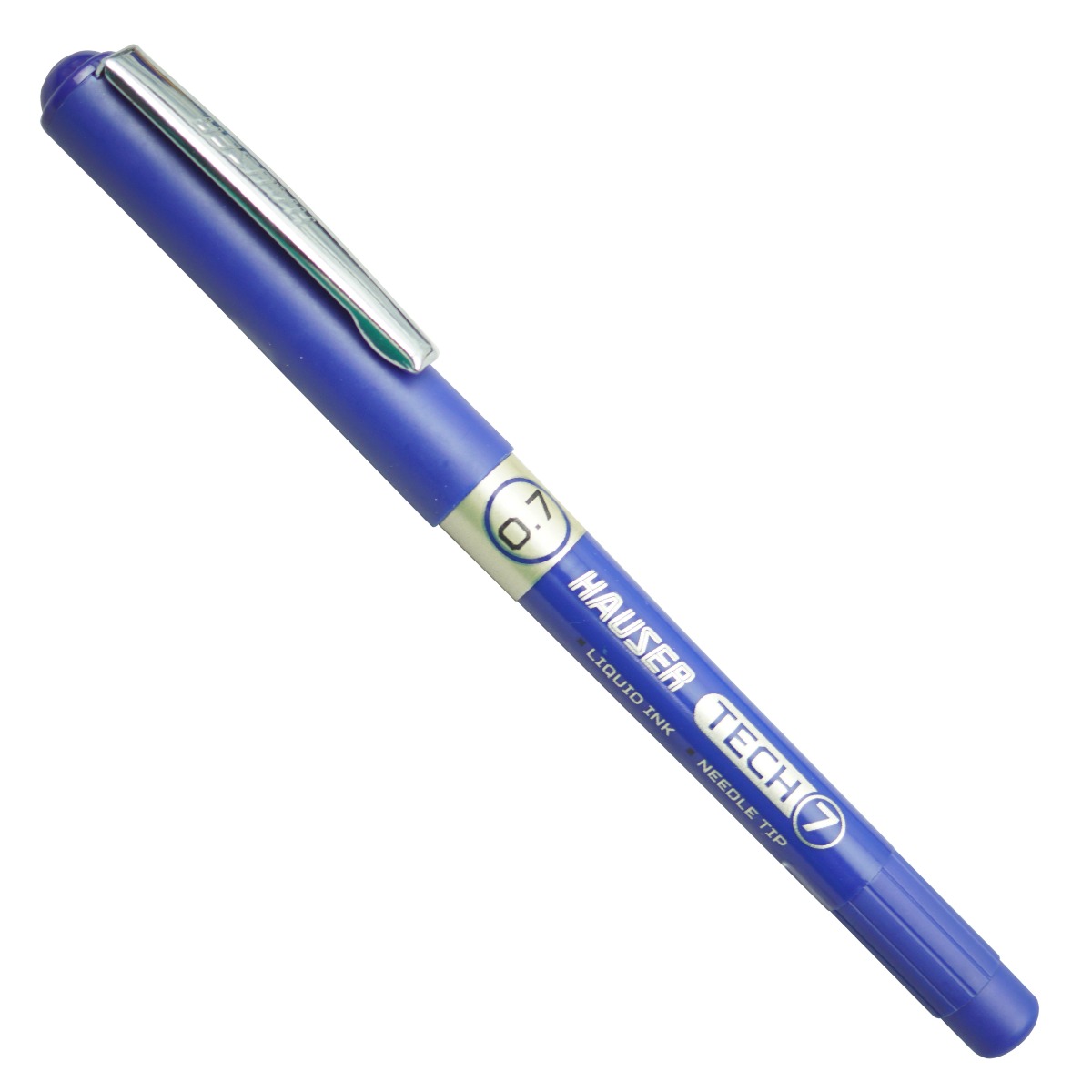 Hauser Tech 7 Liquid Ink Pen  Model : 17772  Full Blue Color Body 0.7 mm Blue Writing Gell Pen 