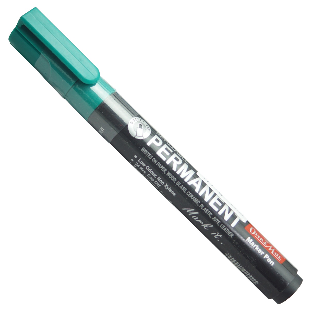 Office Mate Model : 17776  Black Color Body With Green Color Cap And Green Writing Permanent  Markers