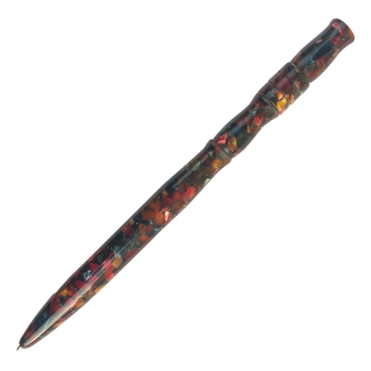 Handmade Ranga Pens Brown with Red Flakes Colored Flat  Pointed Ultra Smooth Flow Medium Tip Desktop Ball Pen Model.No 17843