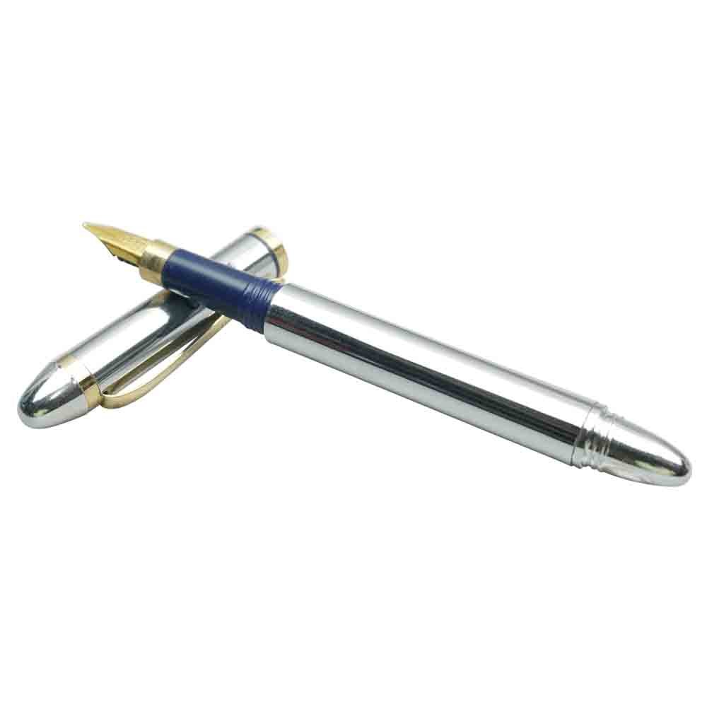 Gama No 15 - Full Siver Body Blue Grip Cap MB nib Eye Dropper model Fountain Pen Model: 18248