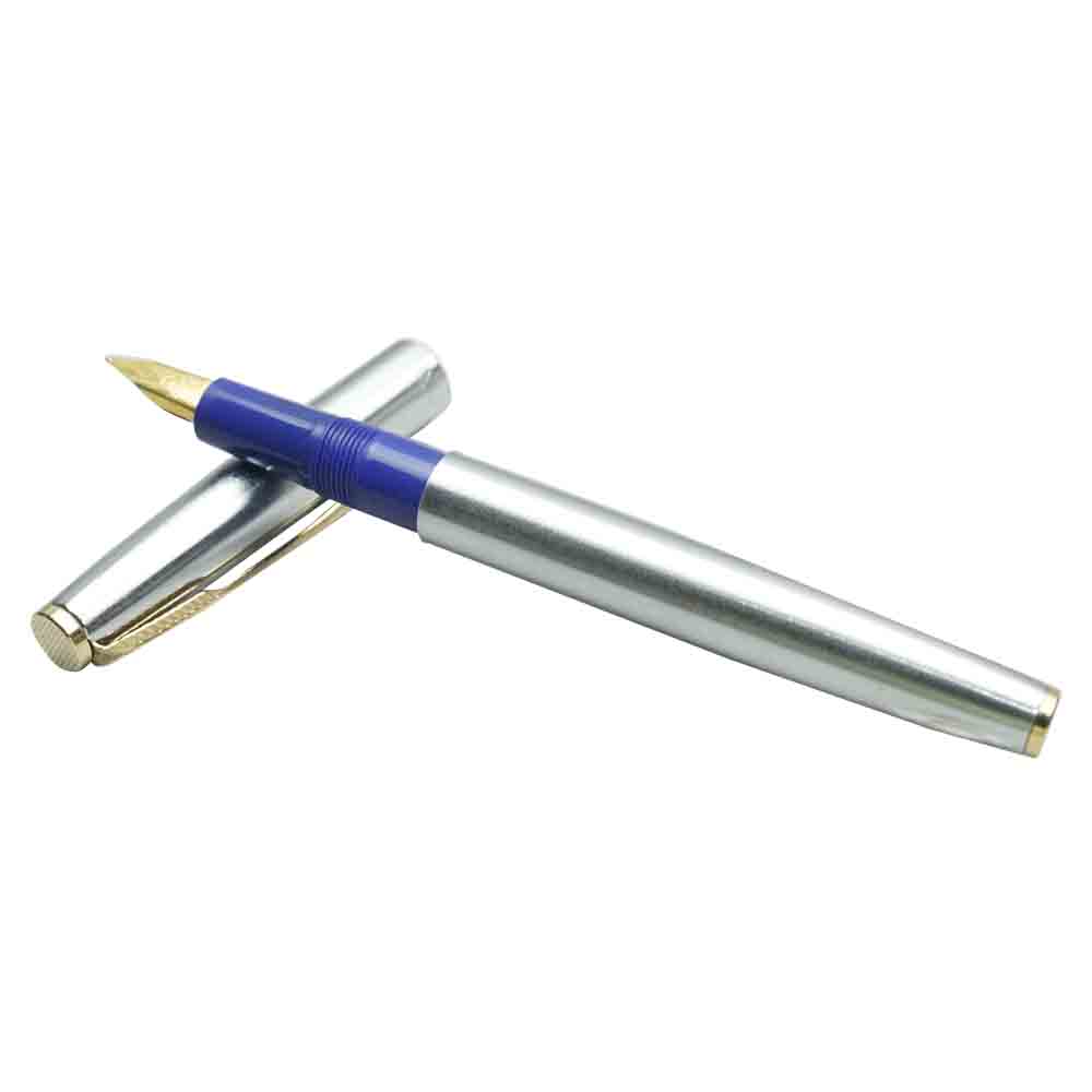 Gama No 17 -  Full Silver Body Blue Color Grip Cap Fountain Pen Model: 18251