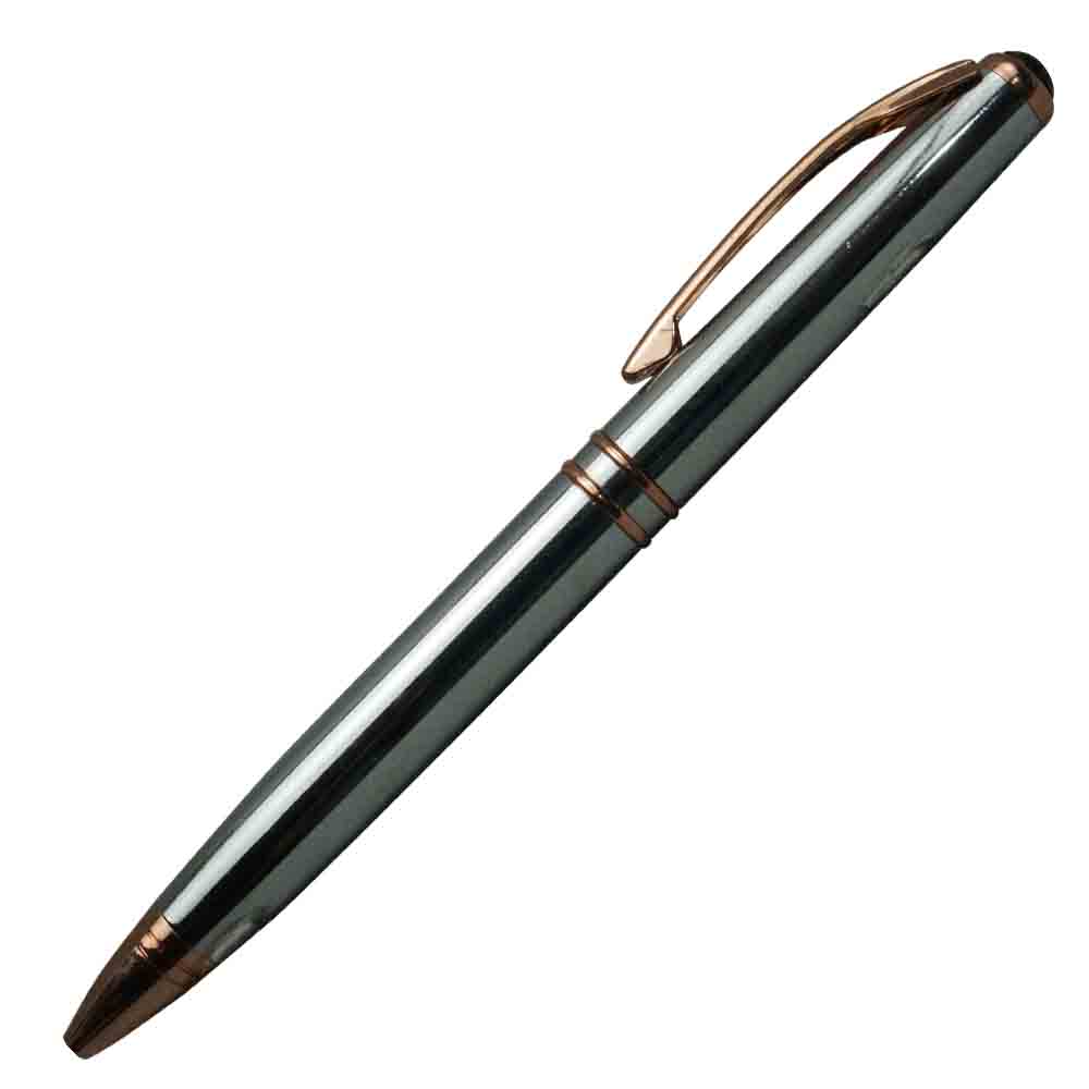 Submarine 1032 Silver Color Body and Copper Trims Fine Tip Twist Type Ball Pen SKU 18400