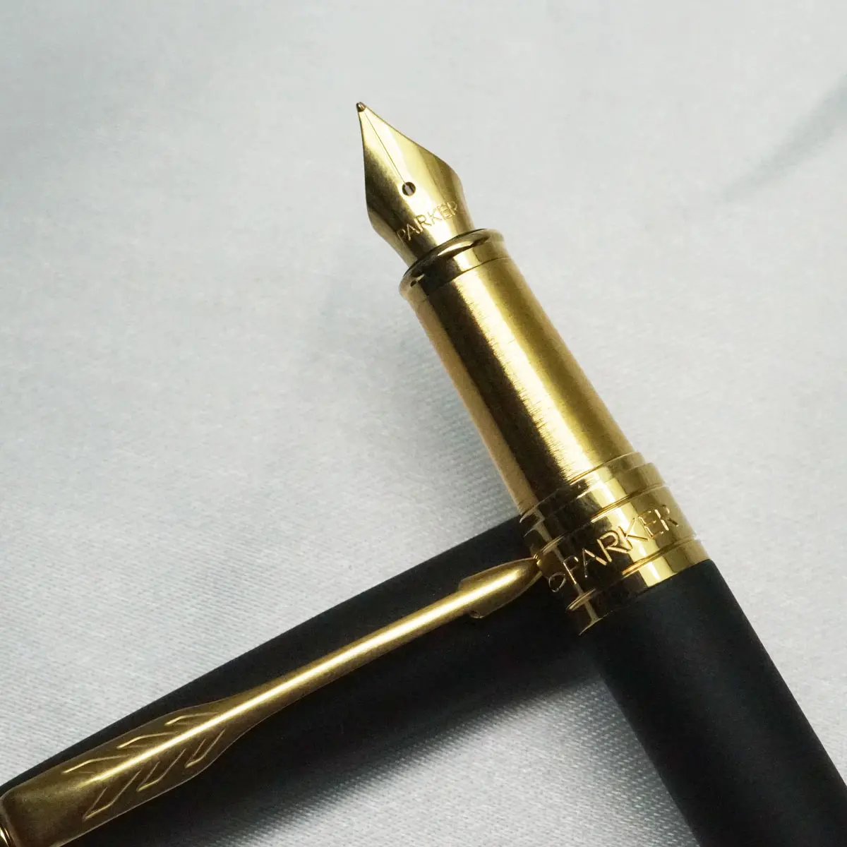 Parker Aster Matte Black Color Body with Gold Trim and Medium Nib