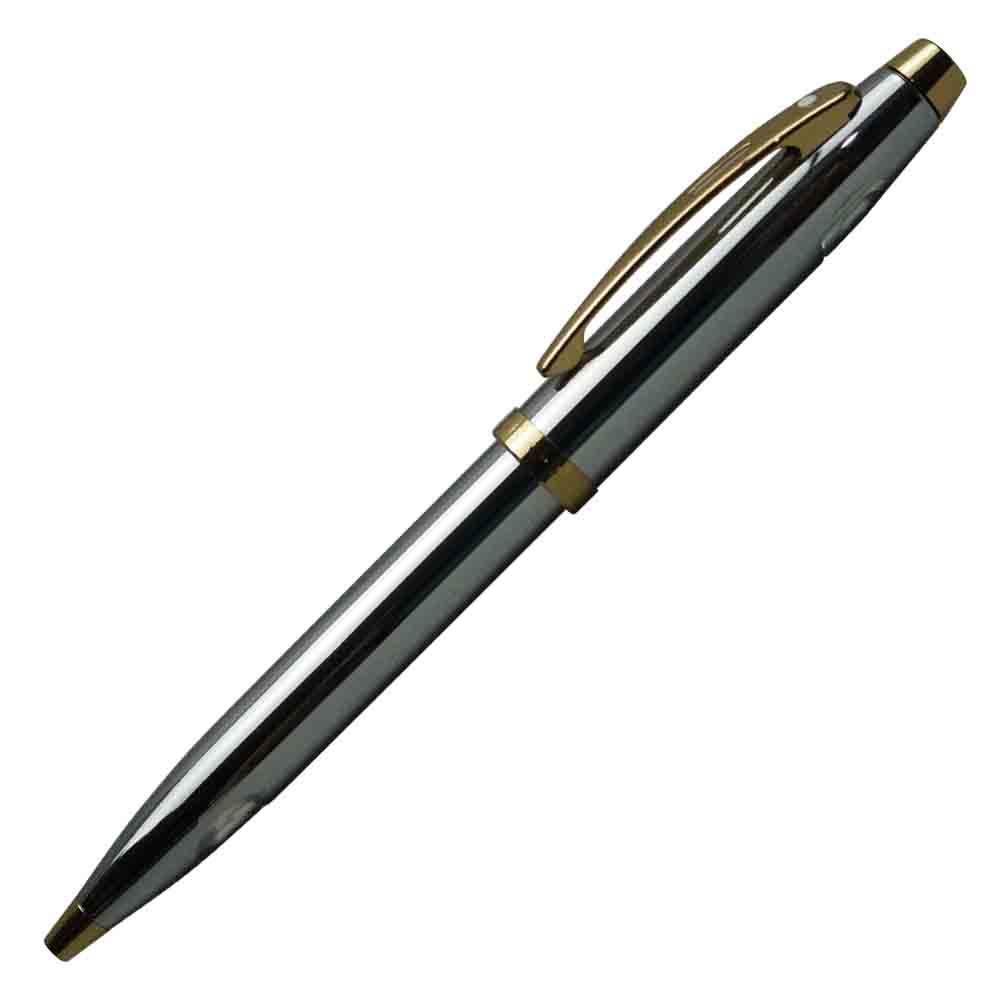 Sheaffer A9340 BP -  Full Silver  with Gold Trim Set Twist Ball Pen Model 18425