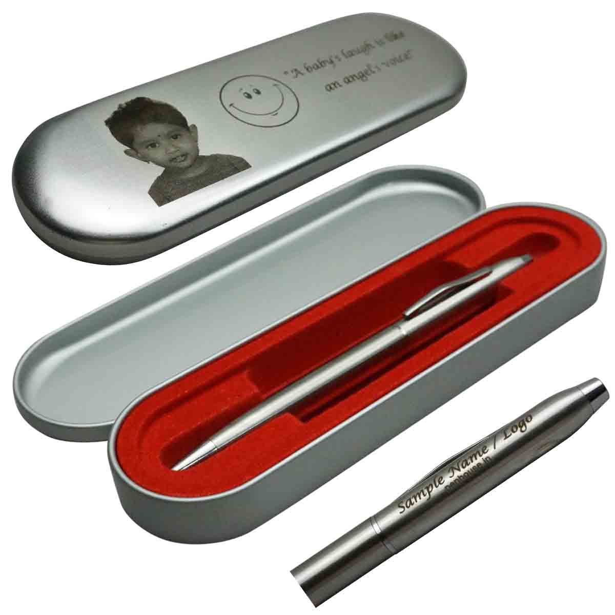 penhouse M04S Silver Body and Clip Twist Ball Pen Gift Set with customization Model 18582