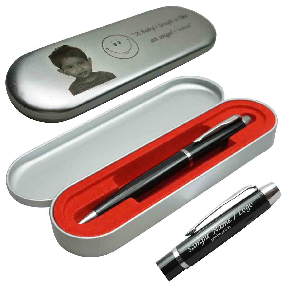 penhouse_M11BS Black Body and Silver Clip Twish Ball Pen with customization Model 18585