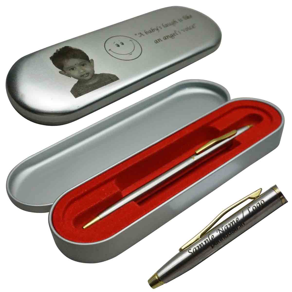 penhouse_M3SG - Silver Body and Gold Trim Twist Ball Pen with customization Model 18596