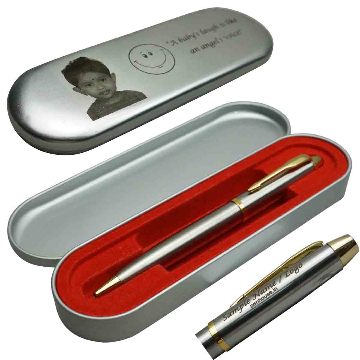 penhouse_M10SG - Silver body and Gold Trim Twist Ball pen with customization Model 18599