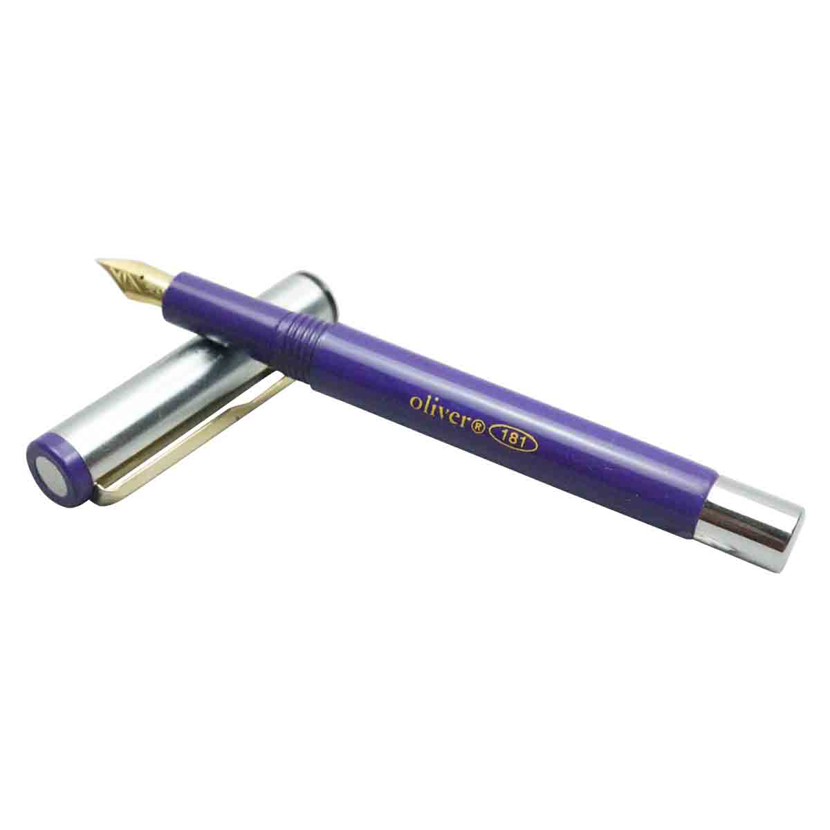 Oliver 181 Silver Cap and Violet Body Fountain Pen Model 18696