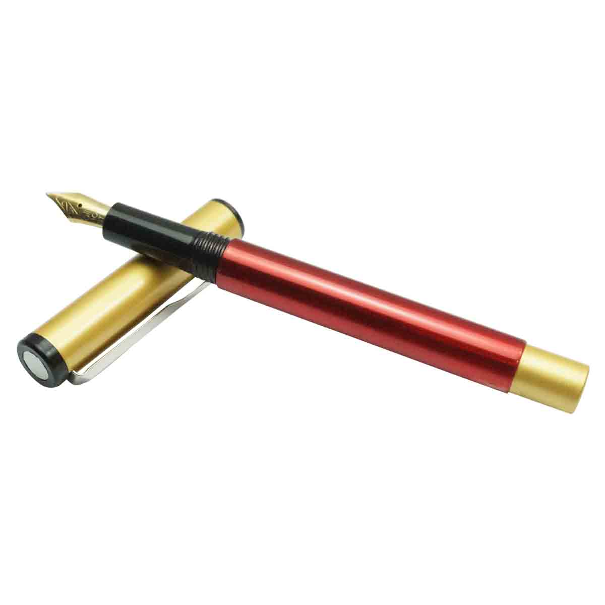 Oliver 81 Red Color Body With Golden Color Cap Fine Nib Eye Dropper Model Fountain Pen SKU 18754