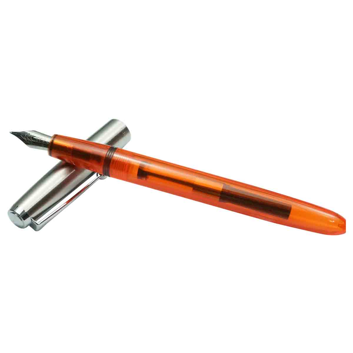 Jinhao 51A - Orange Transparent Body Silver Cap Fountain Pen Model 18818