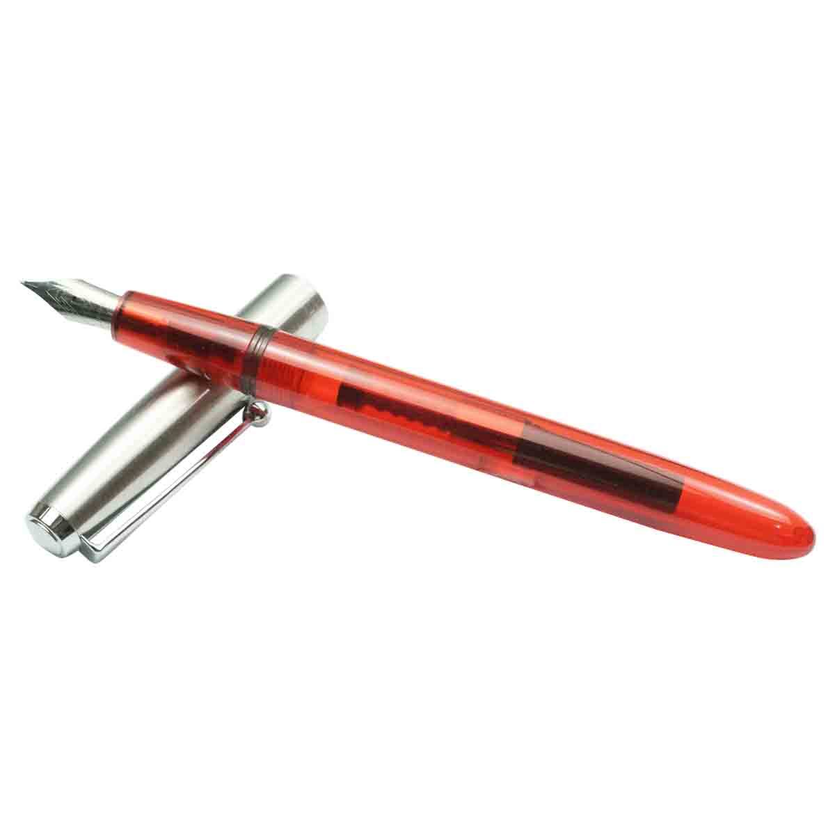 Jinhao 51A - Red Transparent Body Silver Cap Fountain Pen Model 18822
