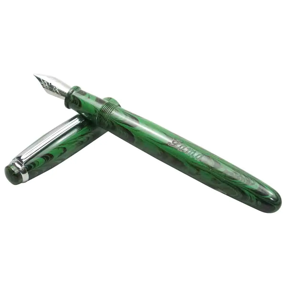 Gama Popular Green Pattern Handmade Ebonite Fountain Pen Eye