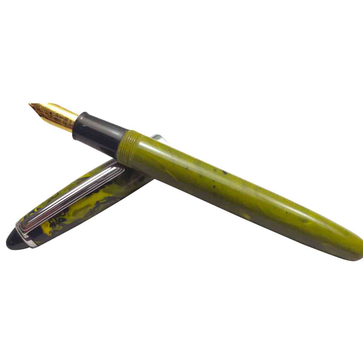 Airmail Wality  69A  Yellowish Green  Marble Body and Cap Eye Dropper Fountain Pen Model 19039