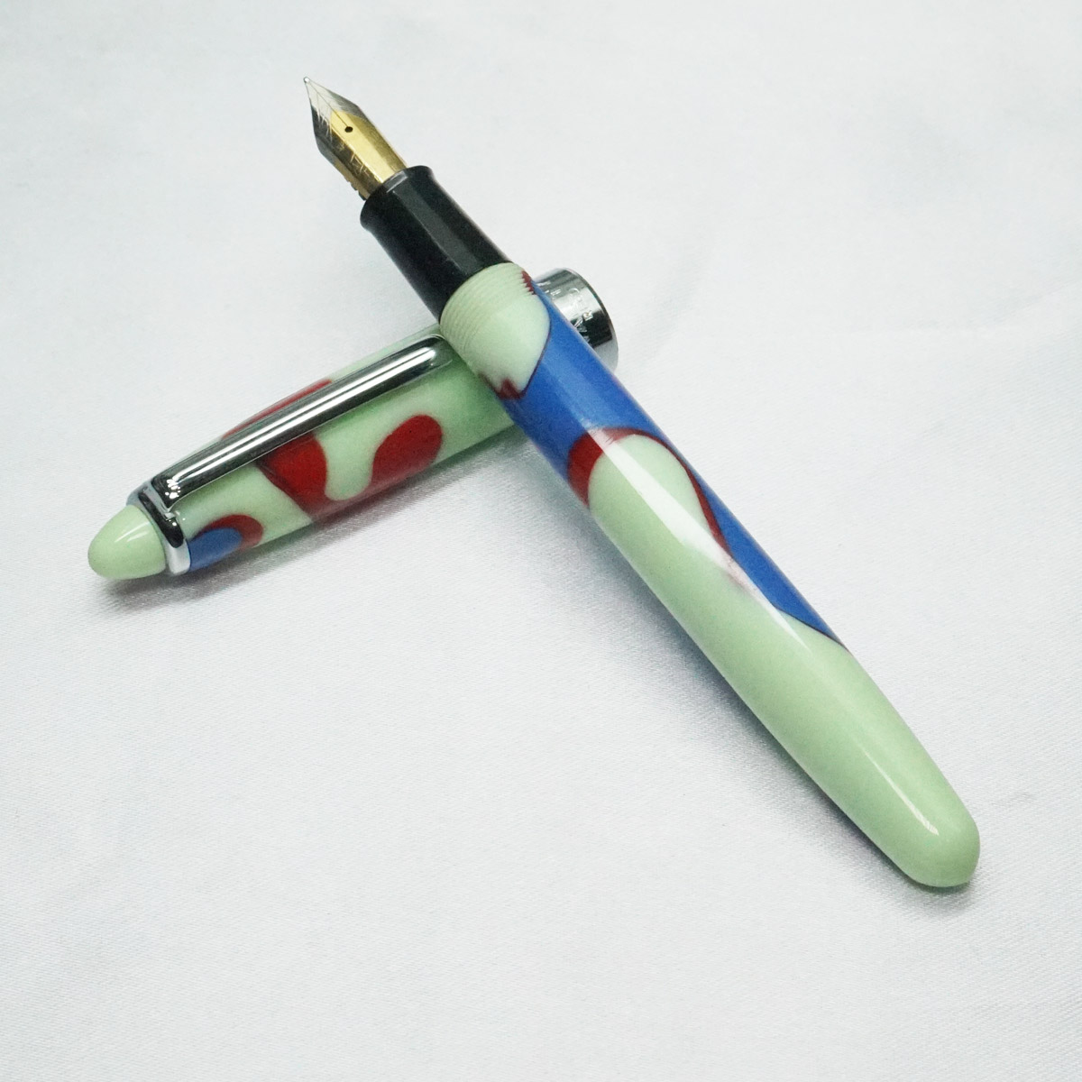 Airmail Wality 69AC Green Red Blue Marble Finish Body and Cap  Eye Dropper Model Fountain Pen Model 19073