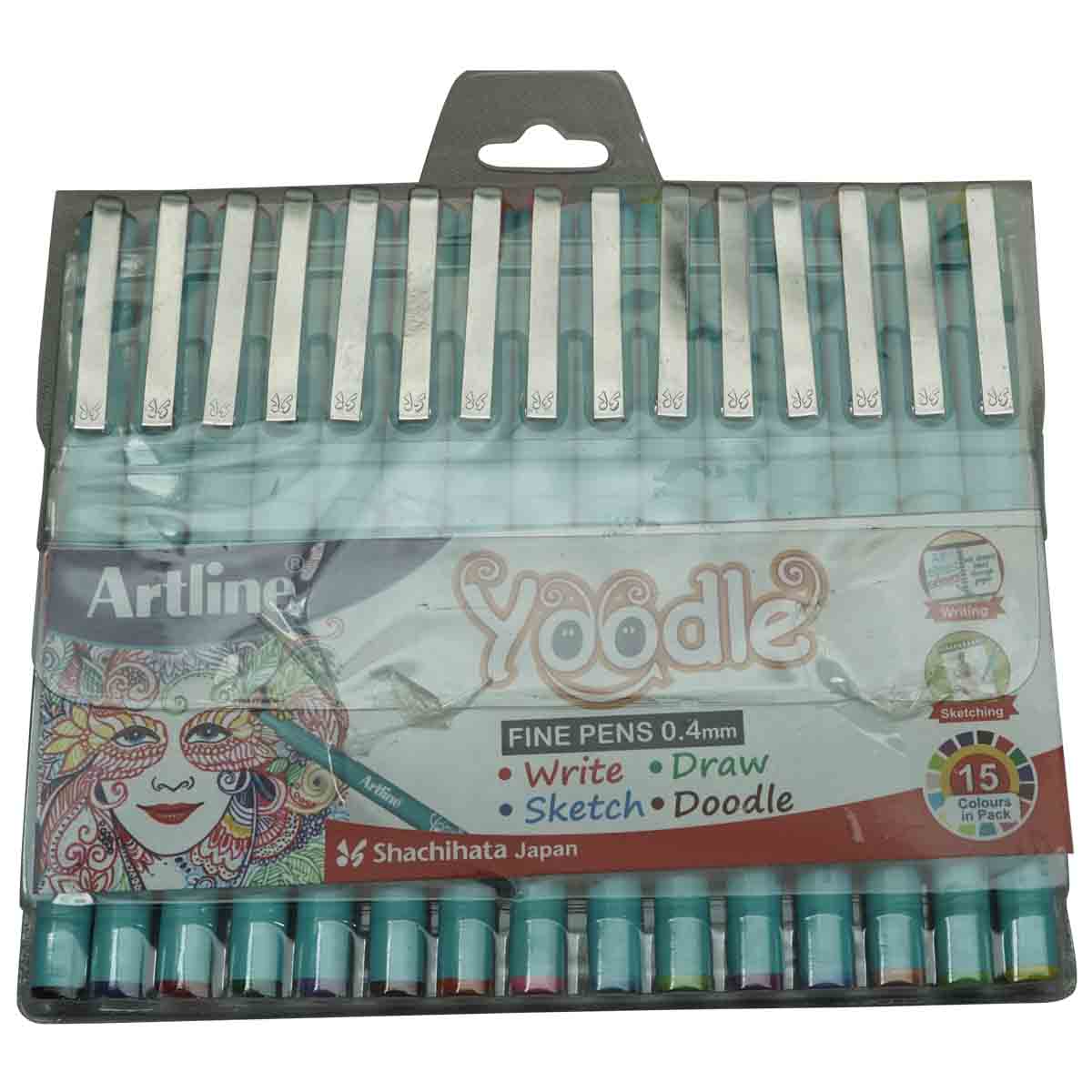 Artline Yoodle 15 Color Fineliner Pen 0.4mm line width SKU 19194