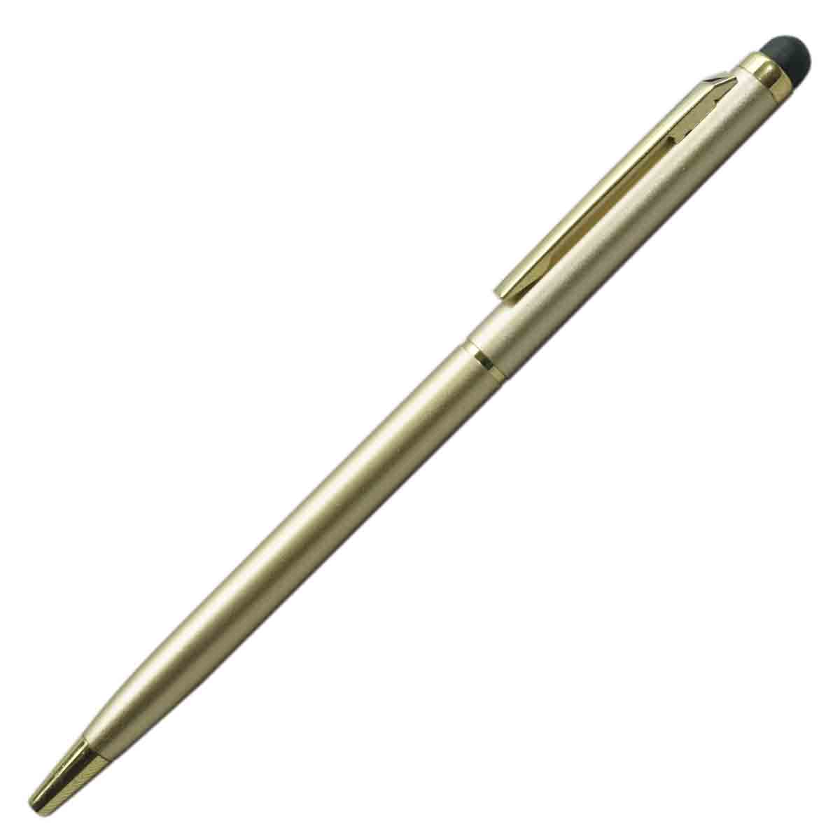 penhouse.in Slim Gold Body Twist Mechanism Ball Pen with stylus SKU 19338
