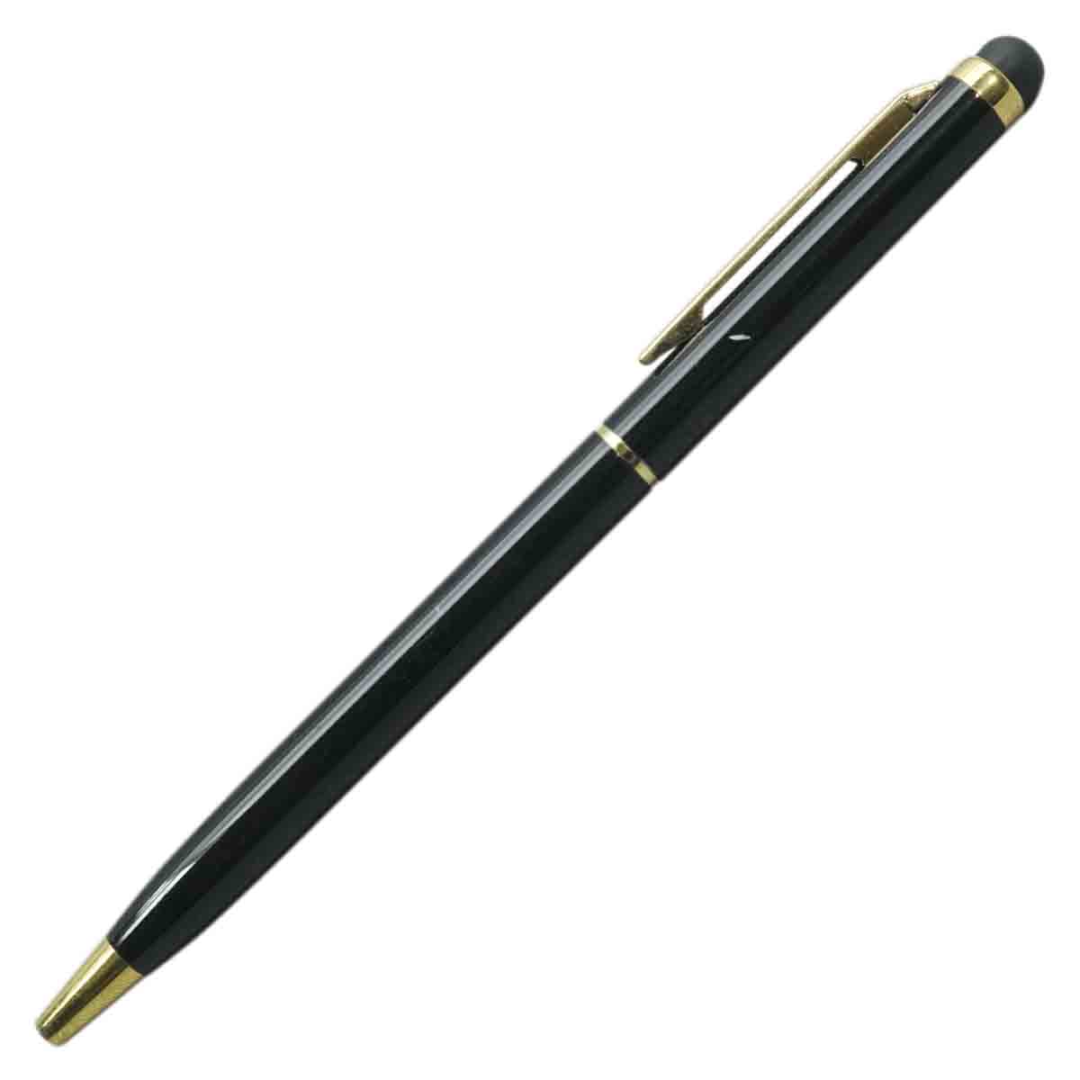 penhouse.in Slim Black Body and Cap Twist type Ball Pen with golden trims SKU 19343