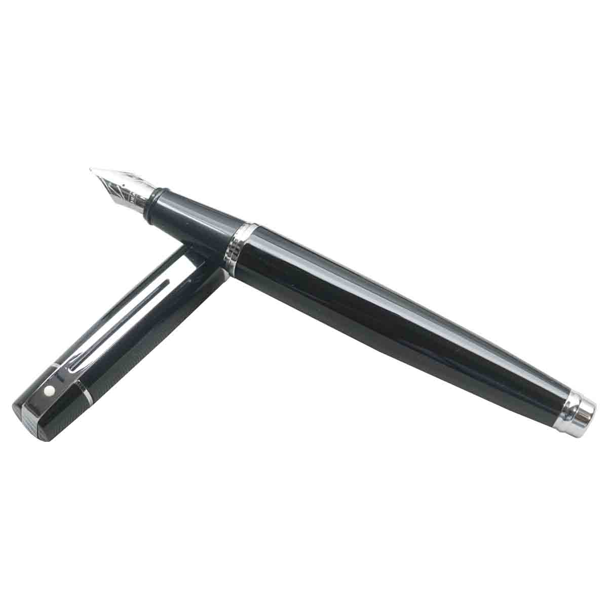Sheaffer 300 - 9312 Glossy Black Medium Nib Converter Type Fountain Pen SKU 19441
