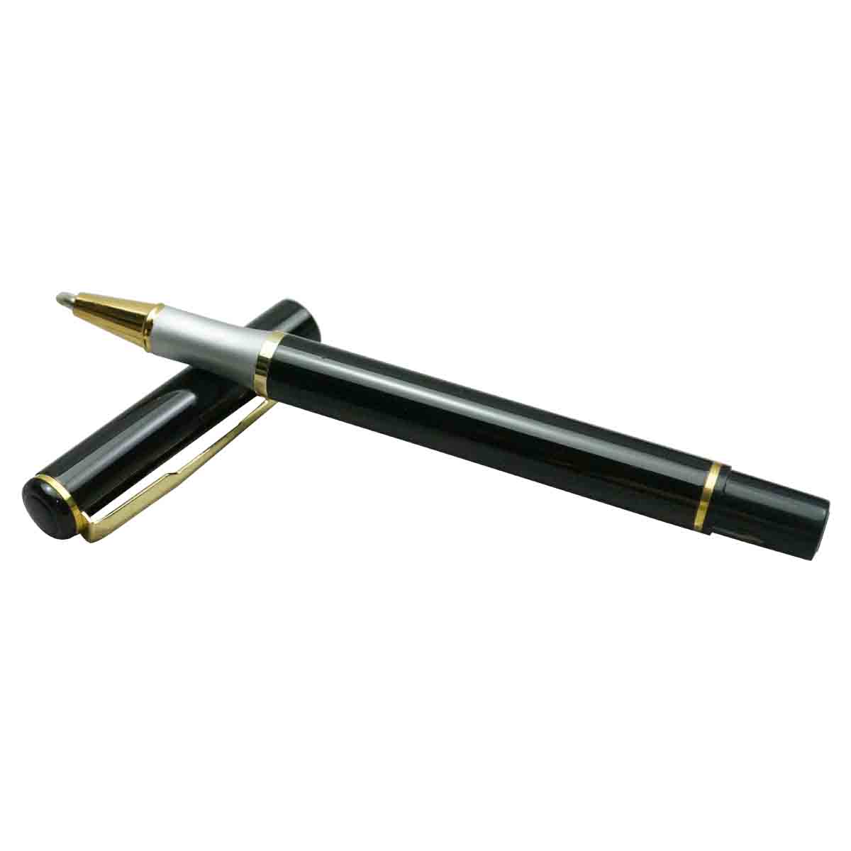 penhouse.in M9B Black Color Body and Cap -  Cap Type Roller Ball Pen with personalized name SKU 19477