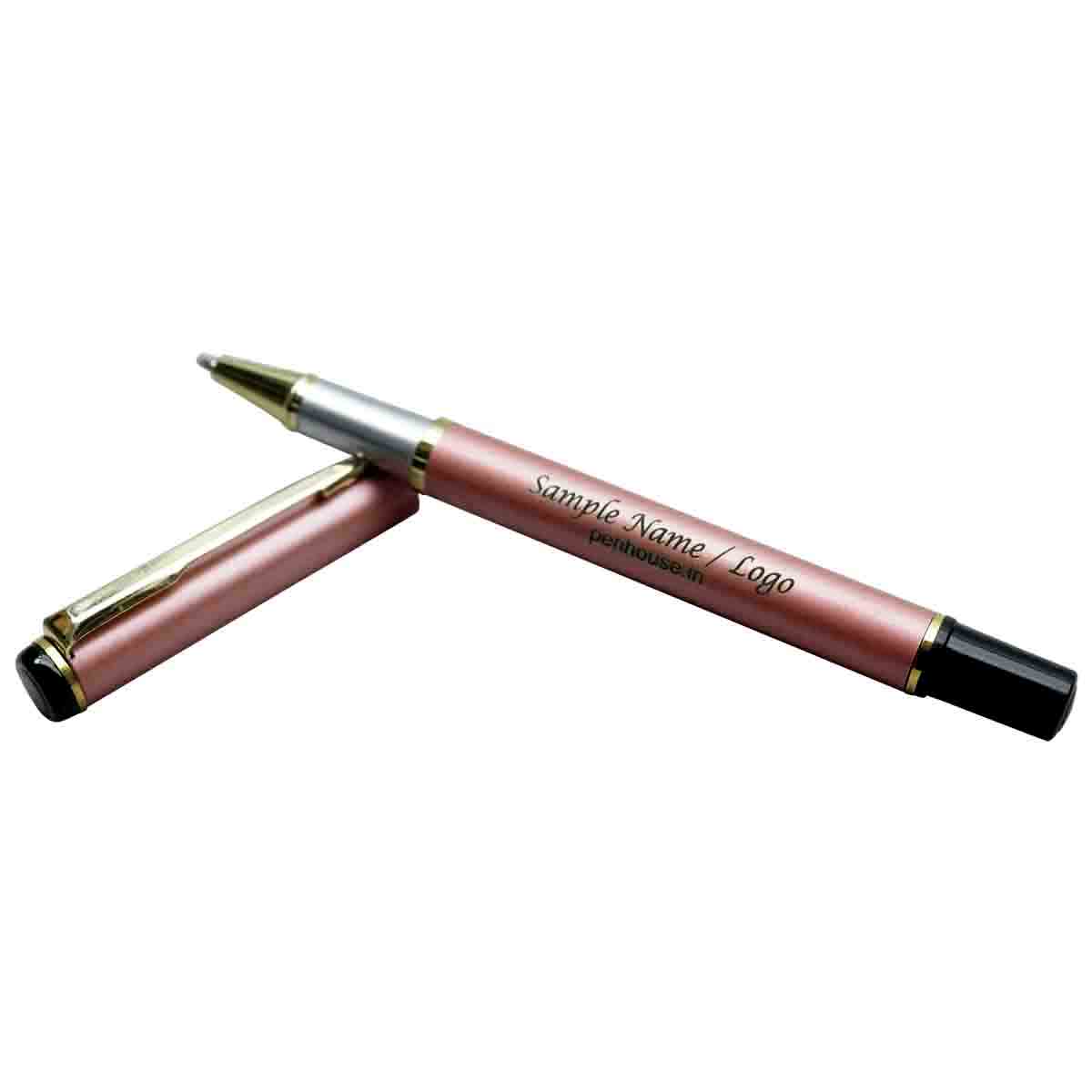 Penhouse.in Pink Color Body With Gold Clip Cap Type Roller Ball Pen SKU 19581