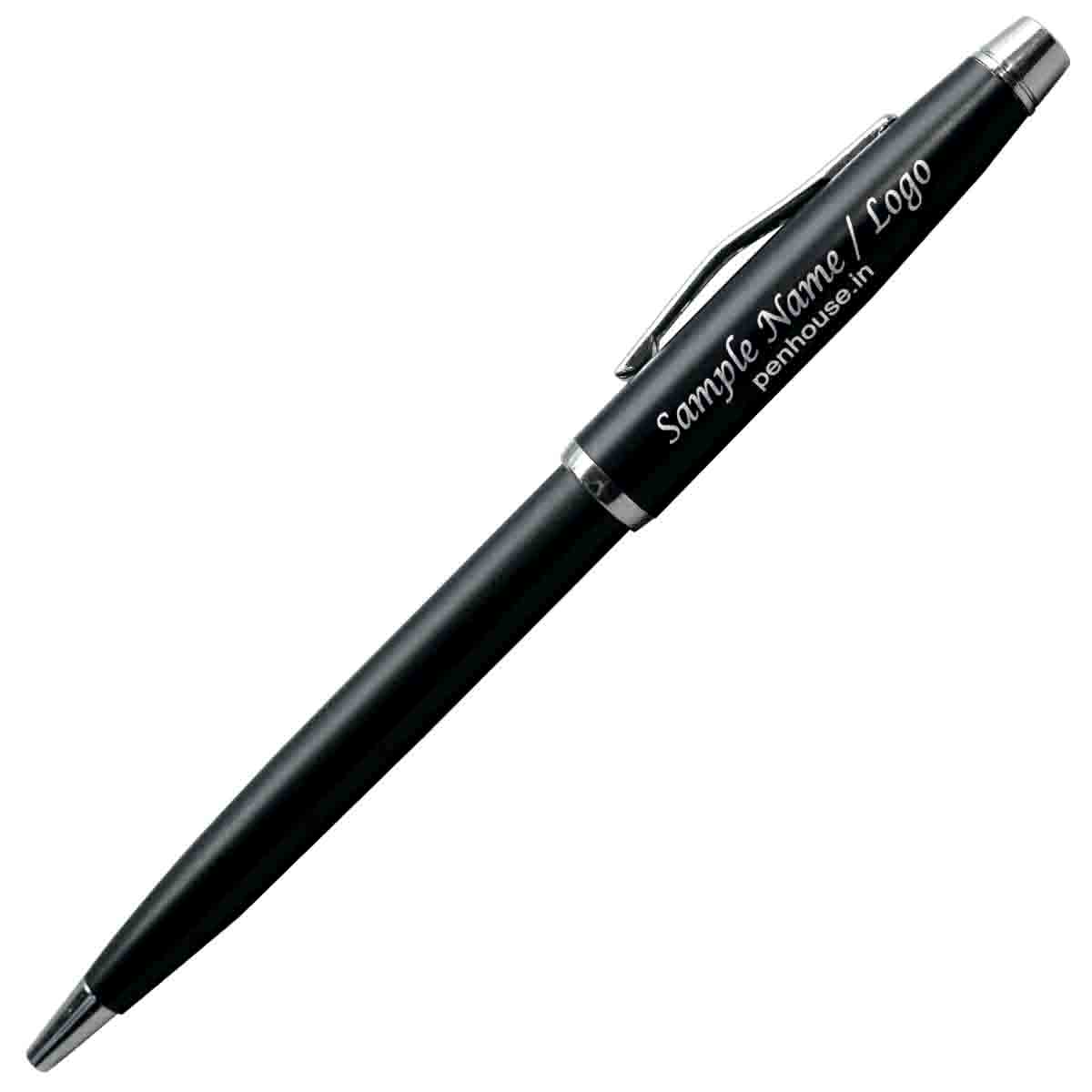 Penhouse.in  Black Color Body With Silver Clip   Twist Type Ball Pen   SKU 19587