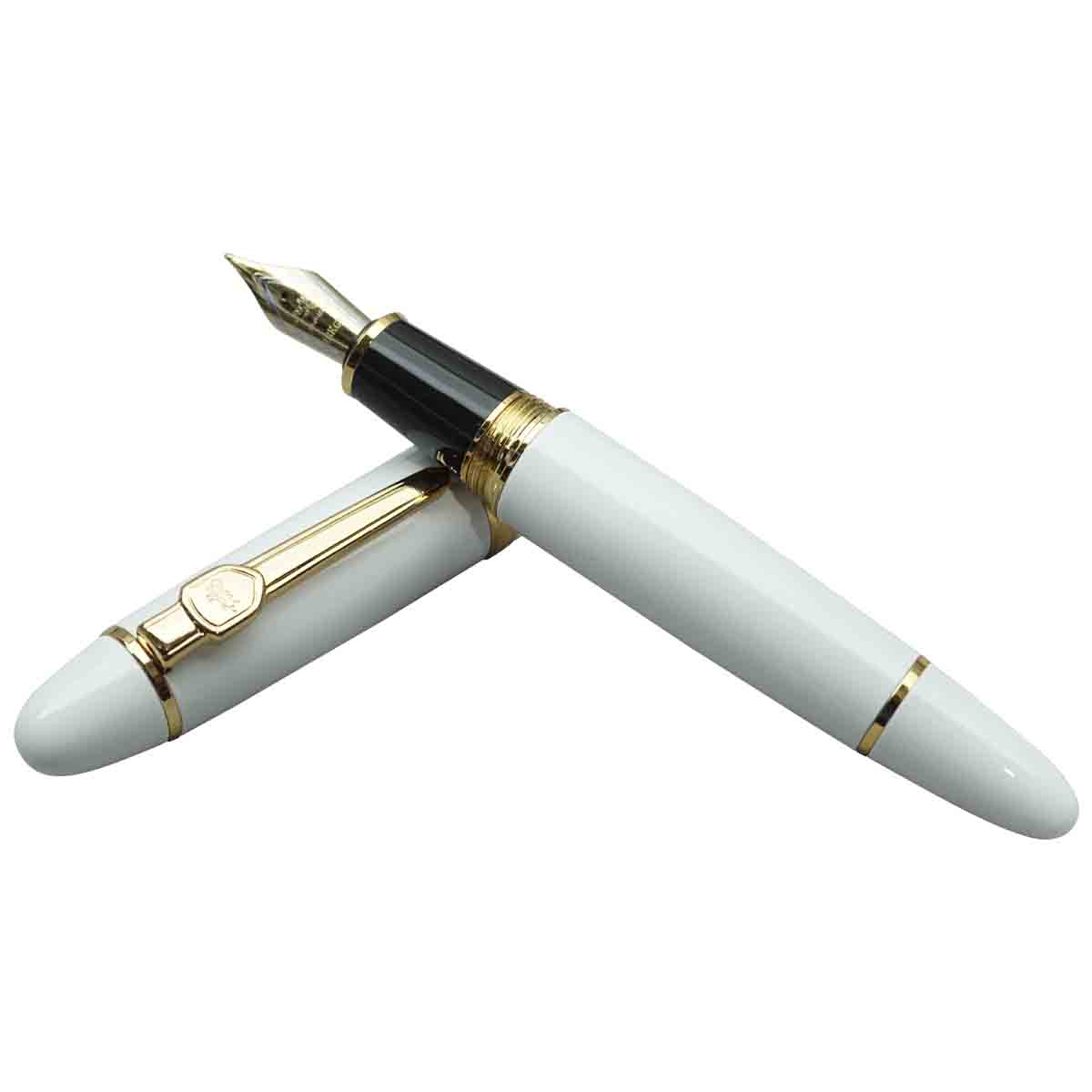 Jinhao 159 White Golor Body and Cap Convertoer Type Fountain Pen with  Dual Tone Medium Nib SKU 19630 - Main Image
