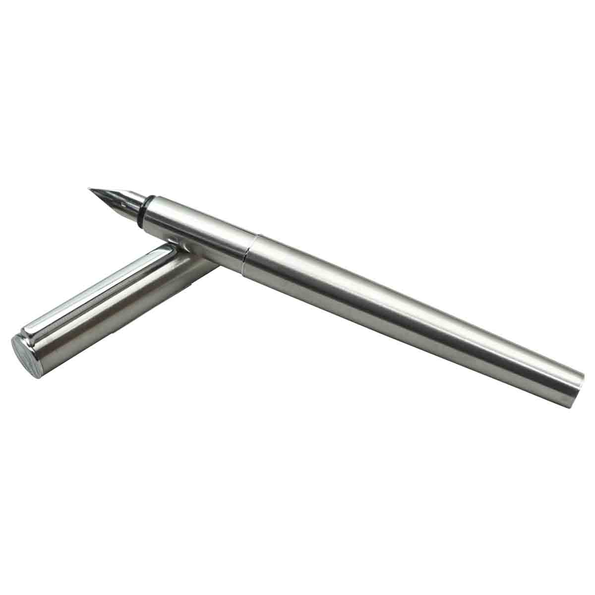 Jinhao No.35 Silver Body and Cap Converter Type Fountain Pen with Lamy Model SSF Fine Nib SKU 19644