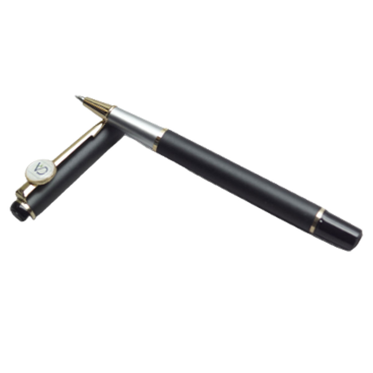 penhouse.in  Black Color Body With Gold Trim And With CA Symbol On Clip Roller Ball Pen SKU 19787