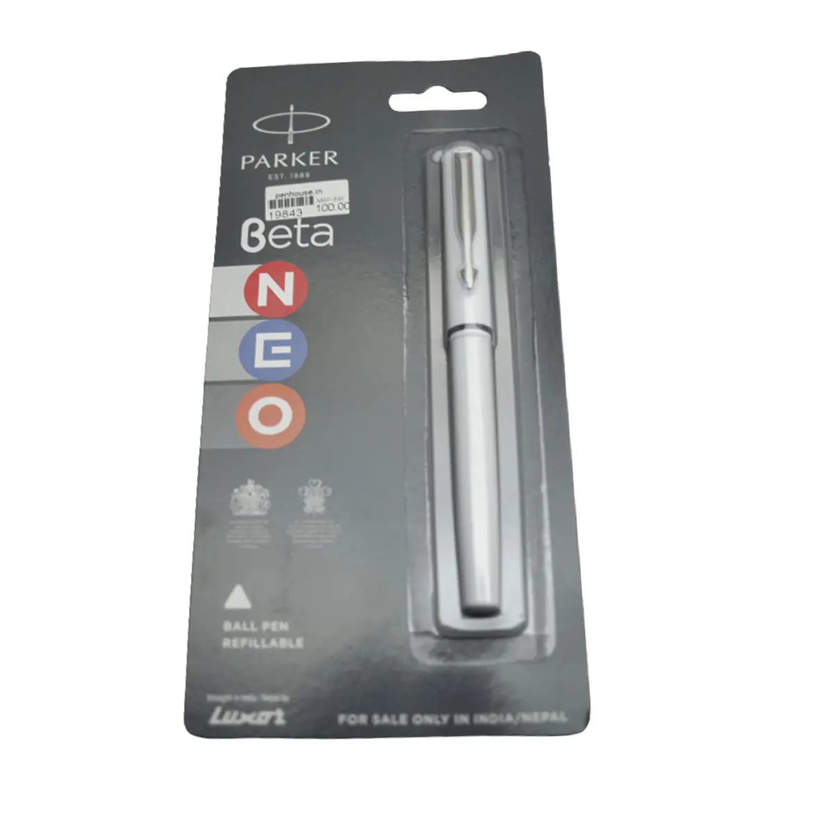 Parker Beta Neo White Color Body With Silver Clip Cap Type Ball