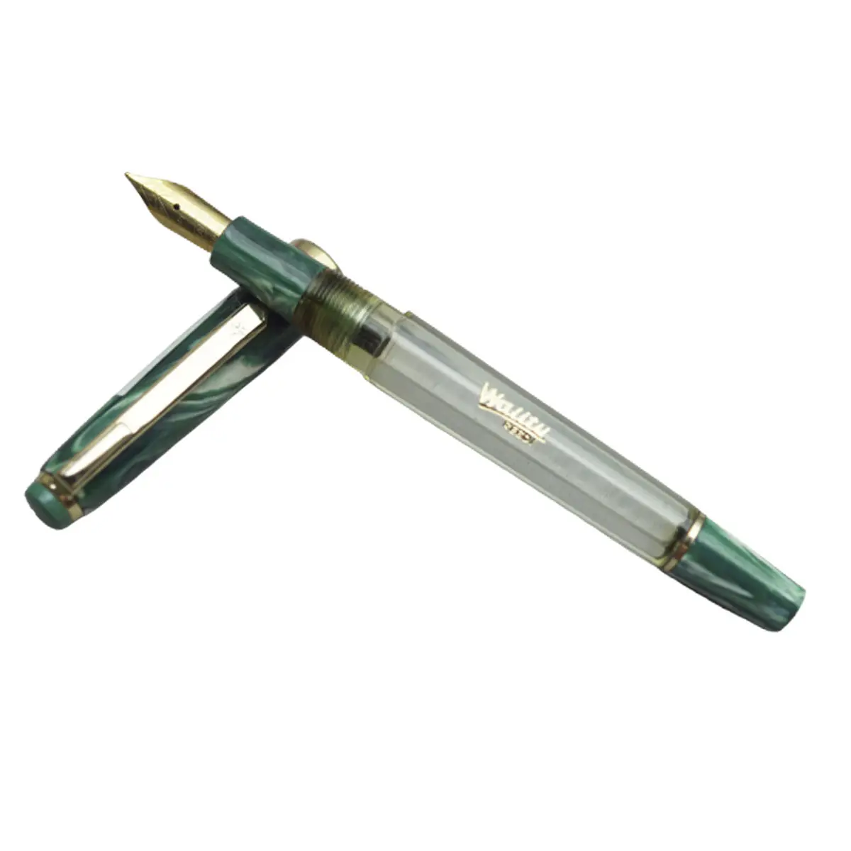 Wality 90T Green Color Marble Finish Design Cap With Transparent