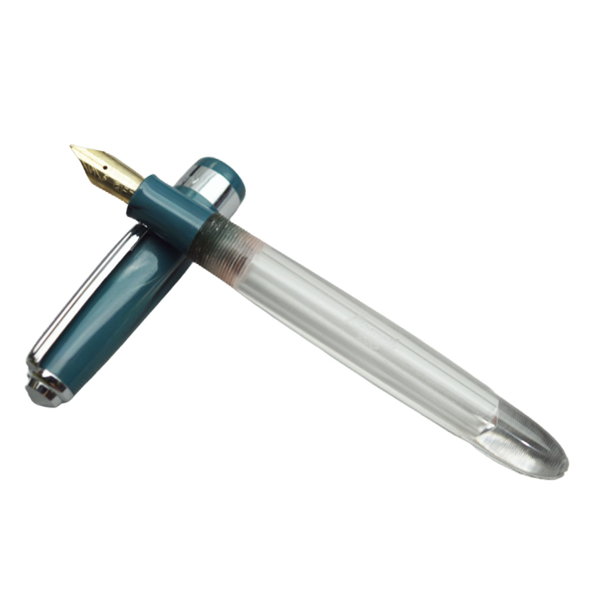 Wality 69T Turquoise Blue Color Cap With Transparent Body Silver Trim